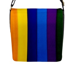 Rainbow Painting On Wood Flap Messenger Bag (l)  by StuffOrSomething
