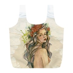 Beauty Of A Woman In Watercolor Style Full Print Recycle Bags (l)  by TastefulDesigns