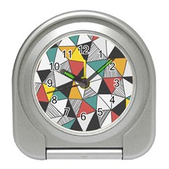 Colorful Geometric Triangles Pattern  Travel Alarm Clocks