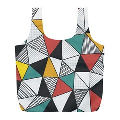 Colorful Geometric Triangles Pattern  Full Print Recycle Bags (l)  by TastefulDesigns