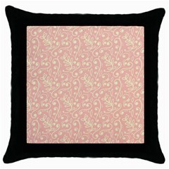 Girly Pink Leaves And Swirls Ornamental Background Throw Pillow Case (black) by TastefulDesigns