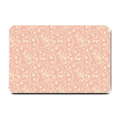 Girly Pink Leaves And Swirls Ornamental Background Small Doormat  by TastefulDesigns