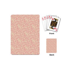 Girly Pink Leaves And Swirls Ornamental Background Playing Cards (mini) 