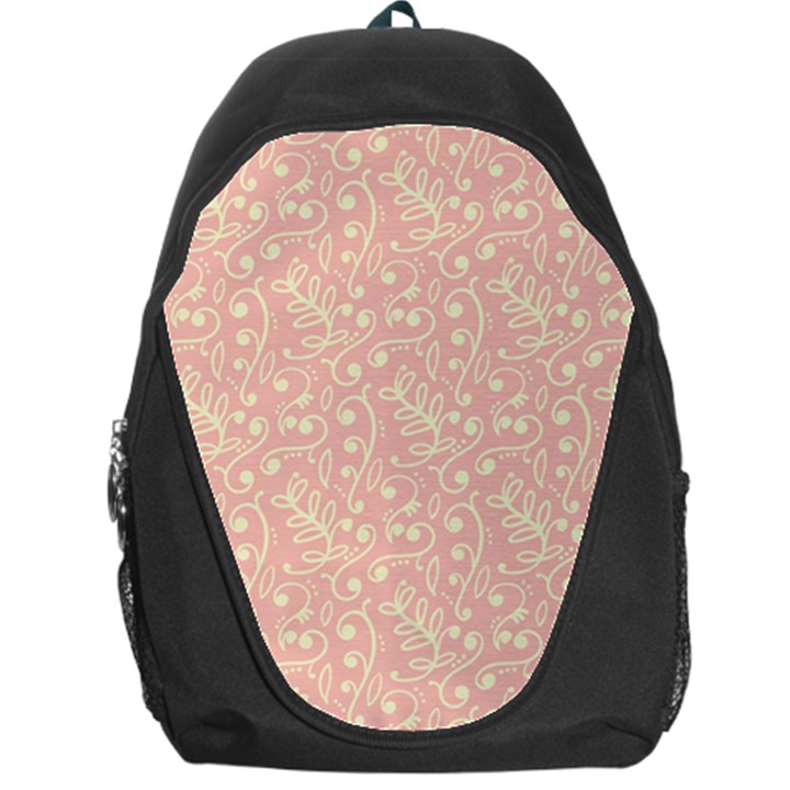 Girly Pink Leaves And Swirls Ornamental Background Backpack Bag