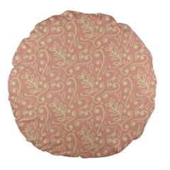 Girly Pink Leaves And Swirls Ornamental Background Large 18  Premium Round Cushions