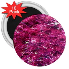 Festive Hot Pink Glitter Merry Christmas Tree  3  Magnets (10 Pack)  by yoursparklingshop