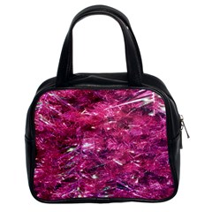 Festive Hot Pink Glitter Merry Christmas Tree  Classic Handbags (2 Sides) by yoursparklingshop