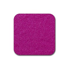 Metallic Pink Glitter Texture Rubber Coaster (square)  by yoursparklingshop