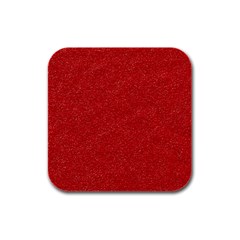 Festive Red Glitter Texture Rubber Square Coaster (4 Pack)  by yoursparklingshop
