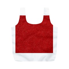 Festive Red Glitter Texture Full Print Recycle Bags (m)  by yoursparklingshop