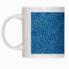 Festive Blue Glitter Texture White Mugs by yoursparklingshop
