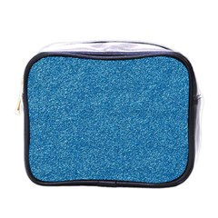 Festive Blue Glitter Texture Mini Toiletries Bags by yoursparklingshop