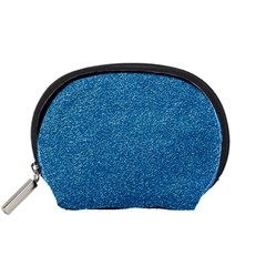 Festive Blue Glitter Texture Accessory Pouches (small)  by yoursparklingshop