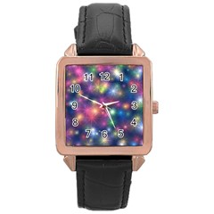 Starlight Shiny Glitter Stars Rose Gold Leather Watch  by yoursparklingshop