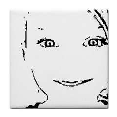 Portrait Black And White Girl Tile Coasters by yoursparklingshop