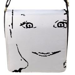 Portrait Black And White Girl Flap Messenger Bag (s) by yoursparklingshop