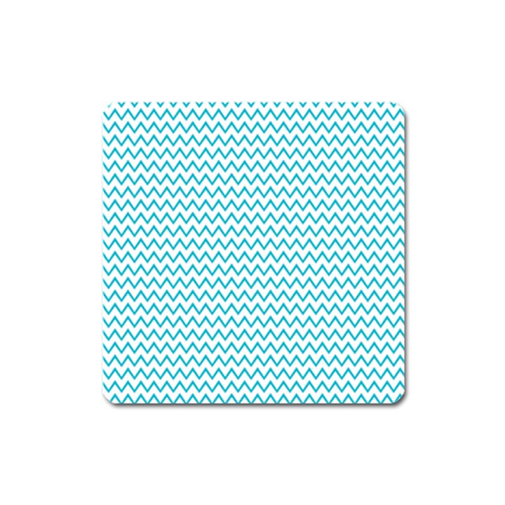 Blue White Chevron Square Magnet