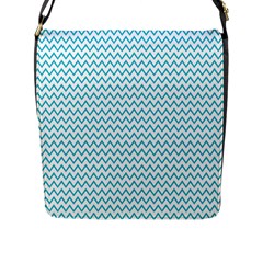 Blue White Chevron Flap Messenger Bag (l)  by yoursparklingshop