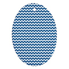 Dark Blue White Chevron  Ornament (oval) 