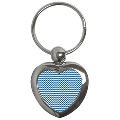 Dark Blue White Chevron  Key Chains (heart)  by yoursparklingshop