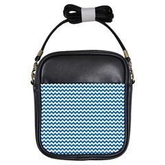 Dark Blue White Chevron  Girls Sling Bags by yoursparklingshop