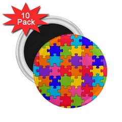 Funny Colorful Puzzle Pieces 2 25  Magnets (10 Pack)  by yoursparklingshop