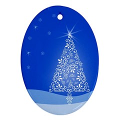 Blue White Christmas Tree Ornament (oval) 