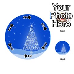 Blue White Christmas Tree Playing Cards 54 (round) 