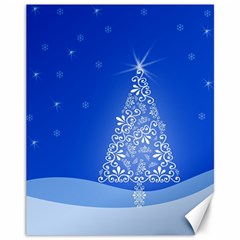 Blue White Christmas Tree Canvas 11  X 14   by yoursparklingshop