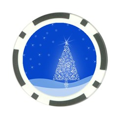 Blue White Christmas Tree Poker Chip Card Guards by yoursparklingshop