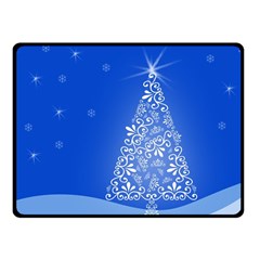 Blue White Christmas Tree Fleece Blanket (small) by yoursparklingshop