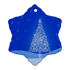 Blue White Christmas Tree Snowflake Ornament (2-side) by yoursparklingshop