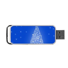 Blue White Christmas Tree Portable Usb Flash (one Side) by yoursparklingshop