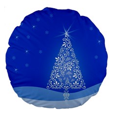 Blue White Christmas Tree Large 18  Premium Round Cushions by yoursparklingshop