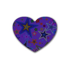 Purple Christmas Party Stars Heart Coaster (4 Pack)  by yoursparklingshop