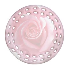 Pink White Love Rose Ornament (round Filigree)  by yoursparklingshop