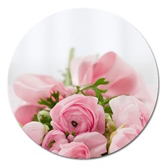 Romantic Pink Flowers Magnet 5  (round) by yoursparklingshop