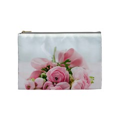 Romantic Pink Flowers Cosmetic Bag (medium)  by yoursparklingshop