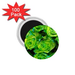 Festive Green Glitter Roses Valentine Love  1 75  Magnets (100 Pack)  by yoursparklingshop