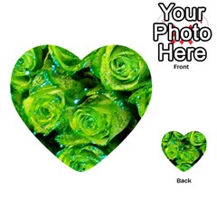 Festive Green Glitter Roses Valentine Love  Multi-purpose Cards (heart) 