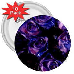 Purple Glitter Roses Valentine Love 3  Buttons (10 Pack)  by yoursparklingshop