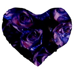 Purple Glitter Roses Valentine Love Large 19  Premium Heart Shape Cushions