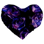 Purple Glitter Roses Valentine Love Large 19  Premium Heart Shape Cushions Front