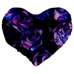 Purple Glitter Roses Valentine Love Large 19  Premium Heart Shape Cushions Back