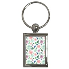 Hand Painted Spring Flourishes Flowers Pattern Key Chains (rectangle) 