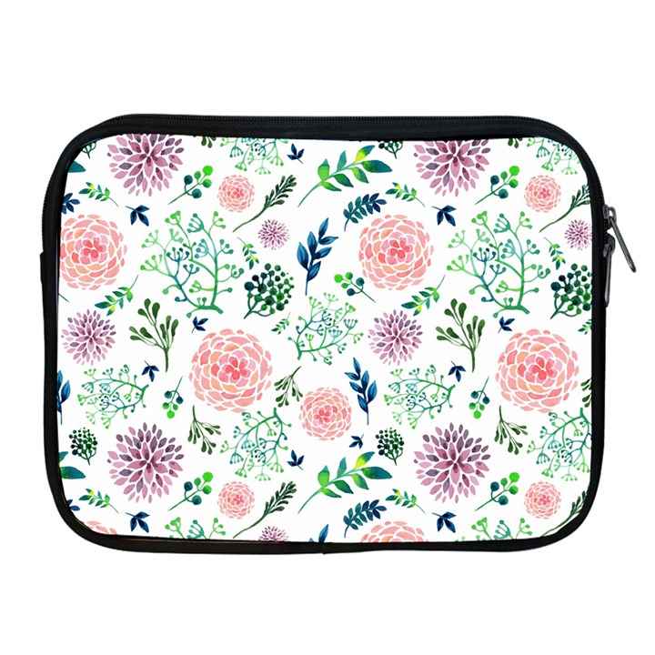 Hand Painted Spring Flourishes Flowers Pattern Apple iPad 2/3/4 Zipper Cases