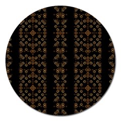 Dark Arabic Stripes Magnet 5  (round) by dflcprints