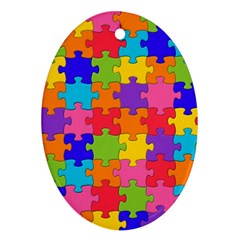 Funny Colorful Jigsaw Puzzle Ornament (Oval) 