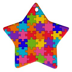 Funny Colorful Jigsaw Puzzle Ornament (Star) 