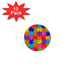 Funny Colorful Jigsaw Puzzle 1  Mini Buttons (10 pack) 